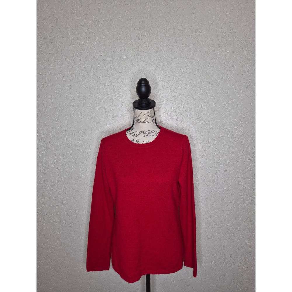 Peck & Peck Cashmere Red Crew Neck Sweater 2-Ply 100% Cashmere Long Sleeve M